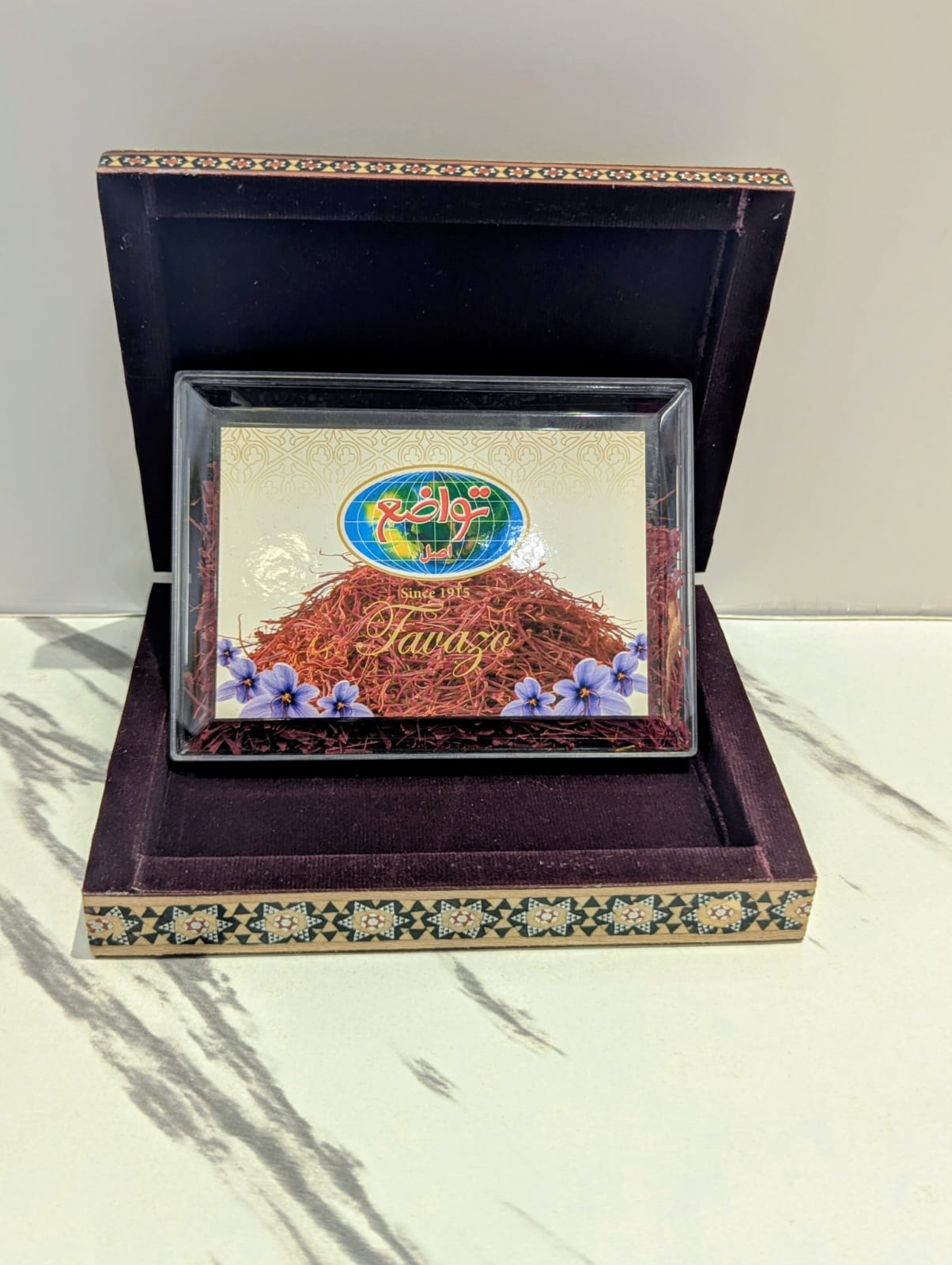Saffron Tavazo in Khatam Box (12g)زعفران تواضع در جعبه خاتم (۱۲ گرم)